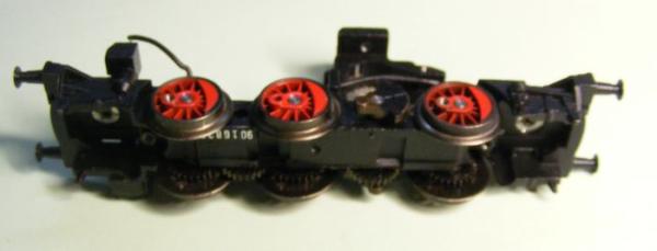 Fahrgestell mit Getriebe BR 260  - Ausführung mit dunkel brünierten Rädern -